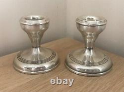 Superb Pair of Vintage Silver 1964 Squat Candlesticks by W. I. Broadway & Co