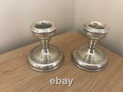 Superb Pair of Vintage Silver 1964 Squat Candlesticks by W. I. Broadway & Co