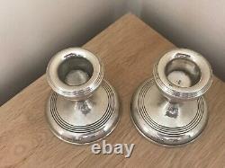 Superb Pair of Vintage Silver 1964 Squat Candlesticks by W. I. Broadway & Co