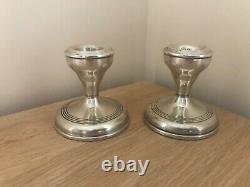 Superb Pair of Vintage Silver 1964 Squat Candlesticks by W. I. Broadway & Co