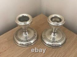 Superb Pair of Vintage Silver 1964 Squat Candlesticks by W. I. Broadway & Co