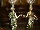 Superb, Very Rare, Pair Vintage Art Nouveau Spelter Table Lamps W Dancing Ladies