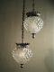 Swag Light Pair (2) Brilliant Faceted Globes Vintage Silver Tone Fixtures