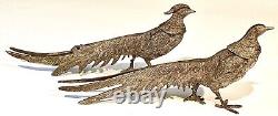 TWO Vintage Highly Detailed Silver Plated Pheasants