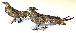 TWO Vintage Highly Detailed Silver Plated Pheasants