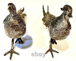 TWO Vintage Highly Detailed Silver Plated Pheasants