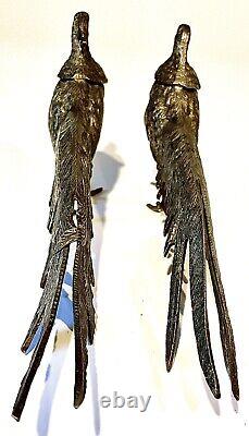 TWO Vintage Highly Detailed Silver Plated Pheasants