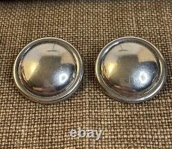 Taxco Mexico Vintage 925 Sterling Silver Modernist Clip On Earrings PAIR