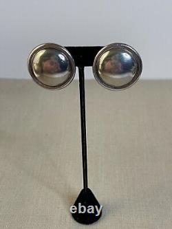 Taxco Mexico Vintage 925 Sterling Silver Modernist Clip On Earrings PAIR