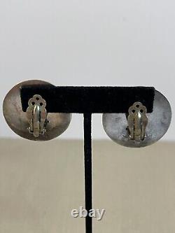 Taxco Mexico Vintage 925 Sterling Silver Modernist Clip On Earrings PAIR