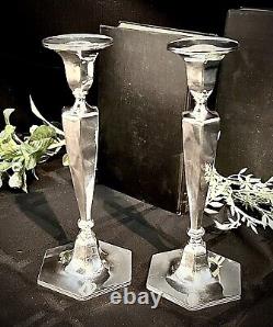 Tiffany & Co Sterling Silver Vintage Candle Sticks 1940's Monogramed Silver Pair