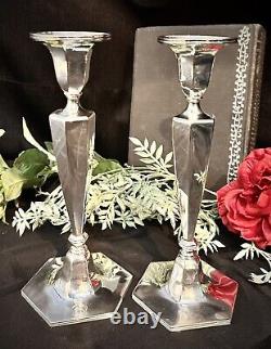 Tiffany & Co Sterling Silver Vintage Candle Sticks 1940's Monogramed Silver Pair