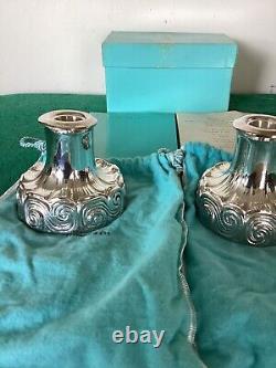 Tiffany & Co. Vintage Louis Comfort Tiffany Pair Of Candlestick In. 925 Sterling