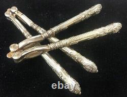 Two Vintage Sterling Silver Nut Crackers Matched Pair Antique Gold Overlay / 94