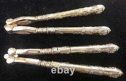Two Vintage Sterling Silver Nut Crackers Matched Pair Antique Gold Overlay / 94