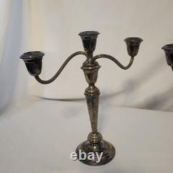 Two Vtg Gorham Silverplate Pair of Colonial 3-Part Twisted Arm Candelabras 12