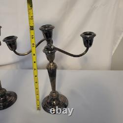 Two Vtg Gorham Silverplate Pair of Colonial 3-Part Twisted Arm Candelabras 12