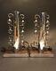 Unusual Pair Vintage 1920s-30s High Style Art Deco Chrome & Crystal Table Lamps