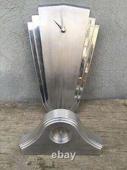 VINTAGE Art Deco ARCHITECTURAL Skyscraper WALL Clock & DESK Stainless Steel PAIR