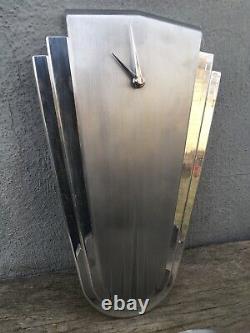 VINTAGE Art Deco ARCHITECTURAL Skyscraper WALL Clock & DESK Stainless Steel PAIR