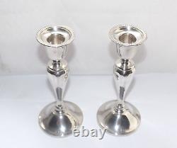 VINTAGE GEORGE V STERLING SILVER PAIR OF CANDLESTICKS, 17cm, BIRMINGHAM 1927