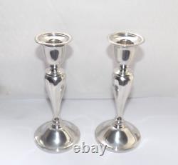 VINTAGE GEORGE V STERLING SILVER PAIR OF CANDLESTICKS, 17cm, BIRMINGHAM 1927