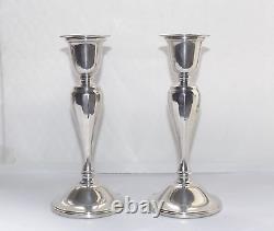 VINTAGE GEORGE V STERLING SILVER PAIR OF CANDLESTICKS, 17cm, BIRMINGHAM 1927