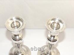 VINTAGE GEORGE V STERLING SILVER PAIR OF CANDLESTICKS, 17cm, BIRMINGHAM 1927