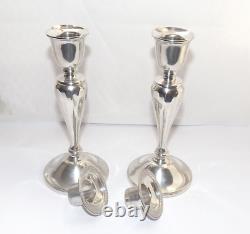 VINTAGE GEORGE V STERLING SILVER PAIR OF CANDLESTICKS, 17cm, BIRMINGHAM 1927