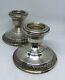 Vintage Pair Crown Sterling Silver Candle Holders Candlesticks 2 1/2 Weighted
