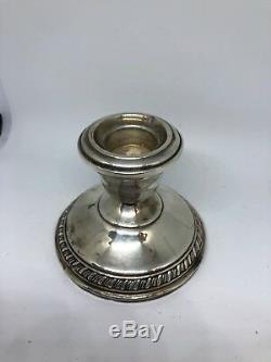 VINTAGE PAIR CROWN STERLING SILVER CANDLE HOLDERS CANDLESTICKS 2 1/2 Weighted