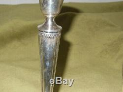 VINTAGE PAIR CROWN STERLING SILVER WEIGHTED CANDLESTICKS/ 10 tall