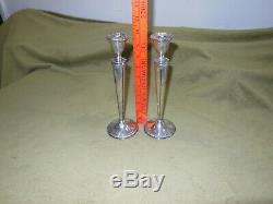 VINTAGE PAIR CROWN STERLING SILVER WEIGHTED CANDLESTICKS/ 10 tall