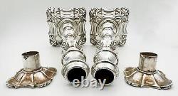 VINTAGE PAIR MID-18thC GEORGIAN STYLE CANDLESTICKS STERLING SILVER London 1966