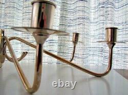 VINTAGE Pair of 3 Candle Sterling Silver Wall Sconces Candelabra Style