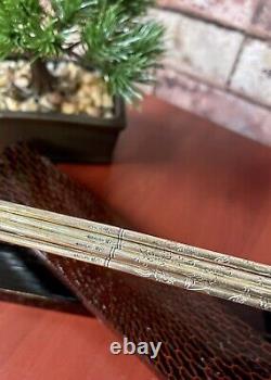 VINTAGE STERLING SILVER 925 JAPANESE CHOPSTICKS 2 PAIRS MARKED PEACH 97.65g