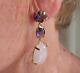 Vintage Style Earrings Italy Genuine Wonderfully Amethyst And Rose Quartz