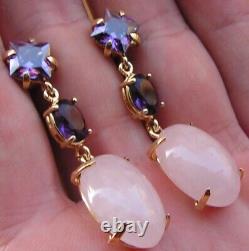 VINTAGE STYLE EARRINGS ITALY GENUINE Wonderfully amethyst and rose quartz