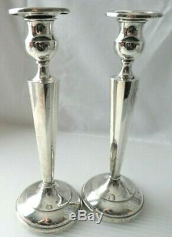 VTG-Antique Pair of Weighted, Monogramed&Hallmarked STERLING Silver Candlesticks