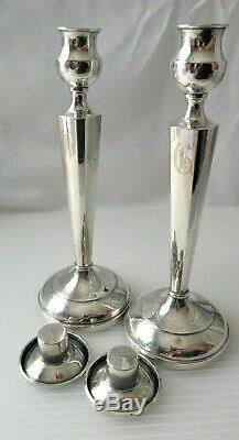 VTG-Antique Pair of Weighted, Monogramed&Hallmarked STERLING Silver Candlesticks