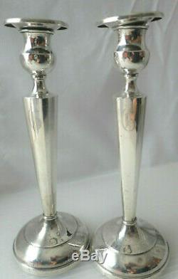 VTG-Antique Pair of Weighted, Monogramed&Hallmarked STERLING Silver Candlesticks