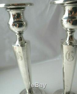 VTG-Antique Pair of Weighted, Monogramed&Hallmarked STERLING Silver Candlesticks