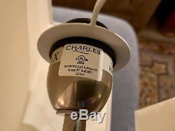 VTG CHARLES PARIS WALL Sconces LAMPS PAIR (2) NICKEL & EBONY MODERN RETAIL$4500