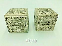 VTG Judaica Magnificent Pair of Silver plate Tefillin Cases BEZALEL MOSHE MURRO
