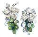 Vtg Louis Rousselet Pair Art Nouveau Blown Glass Grapes Dress Clips Brooch