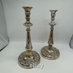 VTG Lawrence B. Smith Co Silver Plate Weighted Ornate Candlesticks Pair 12.5