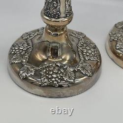 VTG Lawrence B. Smith Co Silver Plate Weighted Ornate Candlesticks Pair 12.5