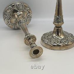 VTG Lawrence B. Smith Co Silver Plate Weighted Ornate Candlesticks Pair 12.5