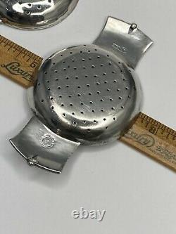 VTG Pair Of WILLIAM SPRATLING STERLING SILVER TEA STRAINERS MEXICO Beautiful Set