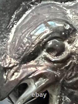 VTG Pair of Silver Toned Metal Fighting Rooster Lifelike Figurine Table Decor